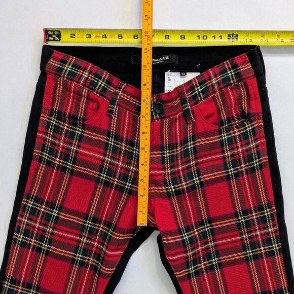 Junya Watanabe Tartan Pants XS Red Black Panel Wool Denim Cropped FW17 - Picture 7 of 11